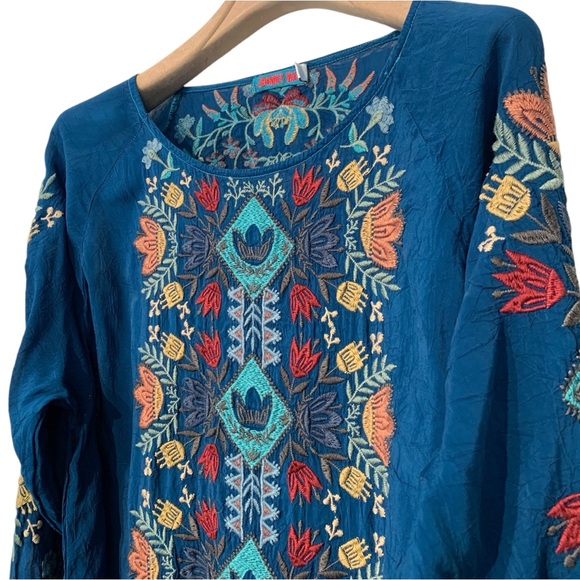 JOHNNY WAS | C28221-9 Heavily Embroidered Cupra Rayon Floral Tunic Top - Picture 2 of 10